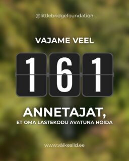 161 inimest.

Just nii palju on meil puudu, et meie lastekodu saaks rahulikult edasi toimida🥹💛

Iga uus püsiannetaja tähendab meie jaoks rohkem kindlust. Vähem muret sellepärast, kas toidulaud on kaetud või mida võib tuua järgmine päev, kui meil ei ole laste ravikulude katteks raha. 
Iga uus püsiannetaja annab meile rohkem aega selle jaoks, mis suures pildis loob muutuse… et meie saaksime tegeleda lastekodu iseseisvumisega.🌱

Meie eesmärk on see, et varsti me enam teie annetusi ei vaja.🫶

Aga täna on meil sind veel väga vaja. 
👉Kui 161 inimest annetaks meile iga kuu 10€, saaksime lastekodu juba õige pea iseseisvaks. 

💛Hakka püsiannetajaks (Patreonis või panga püsikorraldusega, selgituseks “püsiannetus) - lingid bios
💛Jaga seda postitust, et jõuaksime nendeni, kes meist veel ei tea. See aitab rohkem, kui arvata oskad. 

Aitäh, et aitad meil jõuda selleni, et meie lapsed enam abi ei vaja🙏